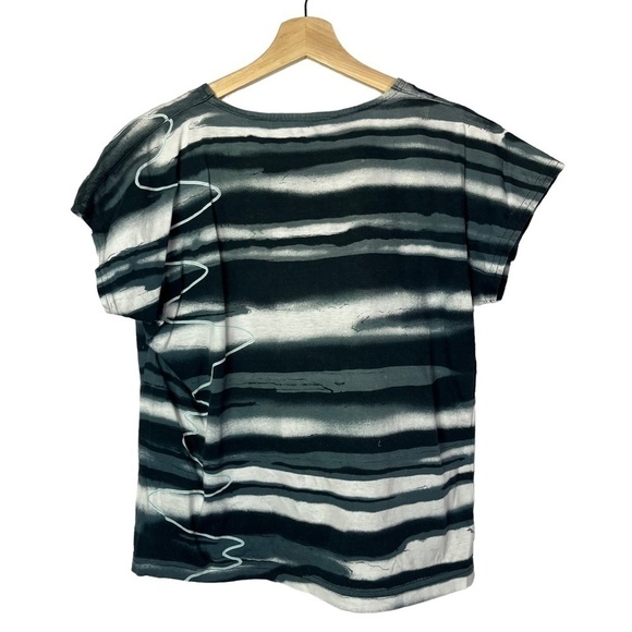 Le Coq Sportif Vintage Blue & Black Wave Print Short Sleeve T-Shirt M - Picture 2 of 3